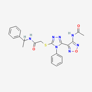 2-({5-[4-(acetylamino)-1,2,5-oxadiazol-3-yl]-4-phenyl-4H-1,2,4-triazol-3-yl}sulfanyl)-N-(1-phenylethyl)acetamide