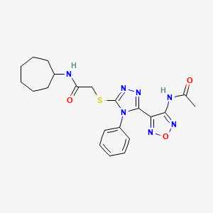 2-({5-[4-(acetylamino)-1,2,5-oxadiazol-3-yl]-4-phenyl-4H-1,2,4-triazol-3-yl}sulfanyl)-N-cycloheptylacetamide