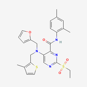 N-(2,4-dimethylphenyl)-2-(ethylsulfonyl)-5-{(furan-2-ylmethyl)[(3-methylthiophen-2-yl)methyl]amino}pyrimidine-4-carboxamide