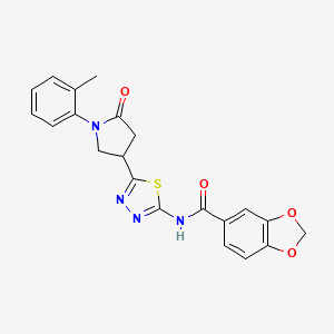 N-{5-[1-(2-methylphenyl)-5-oxopyrrolidin-3-yl]-1,3,4-thiadiazol-2-yl}-1,3-benzodioxole-5-carboxamide