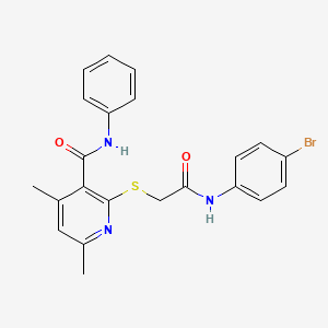 molecular formula C22H20BrN3O2S B11367143 2-({2-[(4-bromophenyl)amino]-2-oxoethyl}sulfanyl)-4,6-dimethyl-N-phenylpyridine-3-carboxamide 