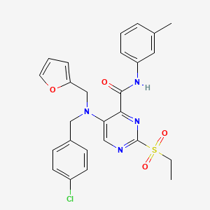 molecular formula C26H25ClN4O4S B11367160 5-[(4-chlorobenzyl)(furan-2-ylmethyl)amino]-2-(ethylsulfonyl)-N-(3-methylphenyl)pyrimidine-4-carboxamide 