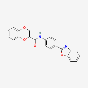 molecular formula C22H16N2O4 B11367178 N-[4-(1,3-benzoxazol-2-yl)phenyl]-2,3-dihydro-1,4-benzodioxine-2-carboxamide 