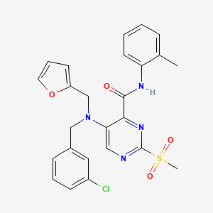 molecular formula C25H23ClN4O4S B11367201 5-[(3-chlorobenzyl)(furan-2-ylmethyl)amino]-N-(2-methylphenyl)-2-(methylsulfonyl)pyrimidine-4-carboxamide 