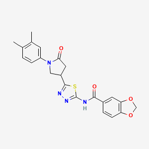 N-{5-[1-(3,4-dimethylphenyl)-5-oxopyrrolidin-3-yl]-1,3,4-thiadiazol-2-yl}-1,3-benzodioxole-5-carboxamide