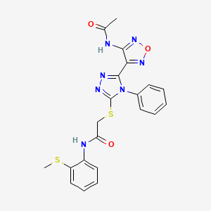 2-({5-[4-(acetylamino)-1,2,5-oxadiazol-3-yl]-4-phenyl-4H-1,2,4-triazol-3-yl}sulfanyl)-N-[2-(methylsulfanyl)phenyl]acetamide