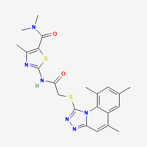 molecular formula C22H24N6O2S2 B11367368 N,N,4-trimethyl-2-(2-((5,7,9-trimethyl-[1,2,4]triazolo[4,3-a]quinolin-1-yl)thio)acetamido)thiazole-5-carboxamide 