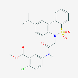 molecular formula C25H23ClN2O5S B11367374 methyl 2-chloro-5-{[(9-isopropyl-5,5-dioxido-6H-dibenzo[c,e][1,2]thiazin-6-yl)acetyl]amino}benzoate 