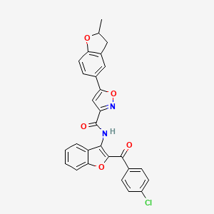 N-{2-[(4-chlorophenyl)carbonyl]-1-benzofuran-3-yl}-5-(2-methyl-2,3-dihydro-1-benzofuran-5-yl)-1,2-oxazole-3-carboxamide