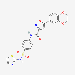 molecular formula C21H16N4O6S2 B11367493 5-(2,3-dihydro-1,4-benzodioxin-6-yl)-N-[4-(1,3-thiazol-2-ylsulfamoyl)phenyl]-1,2-oxazole-3-carboxamide 