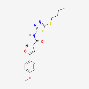 molecular formula C17H18N4O3S2 B11367497 N-[5-(butylsulfanyl)-1,3,4-thiadiazol-2-yl]-5-(4-methoxyphenyl)-1,2-oxazole-3-carboxamide 