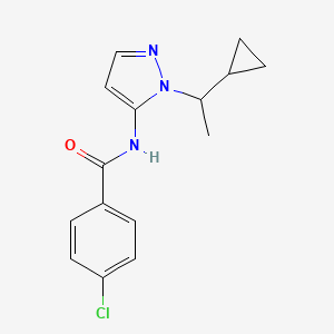 molecular formula C15H16ClN3O B11367522 4-chloro-N-[1-(1-cyclopropylethyl)-1H-pyrazol-5-yl]benzamide 