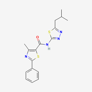 molecular formula C17H18N4OS2 B11367583 4-methyl-N-[(2E)-5-(2-methylpropyl)-1,3,4-thiadiazol-2(3H)-ylidene]-2-phenyl-1,3-thiazole-5-carboxamide 