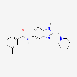 molecular formula C22H26N4O B11367593 3-methyl-N-[1-methyl-2-(piperidin-1-ylmethyl)-1H-benzimidazol-5-yl]benzamide 