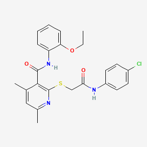 molecular formula C24H24ClN3O3S B11367601 2-({2-[(4-chlorophenyl)amino]-2-oxoethyl}sulfanyl)-N-(2-ethoxyphenyl)-4,6-dimethylpyridine-3-carboxamide 