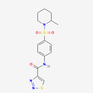 molecular formula C15H18N4O3S2 B11367625 N-{4-[(2-methylpiperidin-1-yl)sulfonyl]phenyl}-1,2,3-thiadiazole-4-carboxamide 