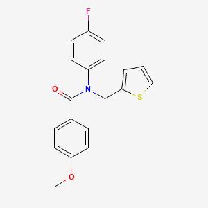 molecular formula C19H16FNO2S B11367644 N-(4-fluorophenyl)-4-methoxy-N-(thiophen-2-ylmethyl)benzamide 