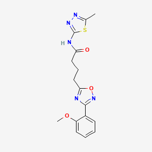 molecular formula C16H17N5O3S B11367649 4-[3-(2-methoxyphenyl)-1,2,4-oxadiazol-5-yl]-N-(5-methyl-1,3,4-thiadiazol-2-yl)butanamide 