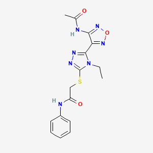 2-({5-[4-(acetylamino)-1,2,5-oxadiazol-3-yl]-4-ethyl-4H-1,2,4-triazol-3-yl}sulfanyl)-N-phenylacetamide