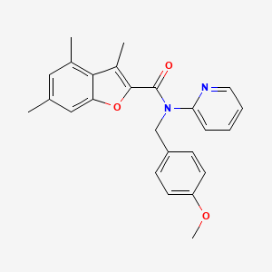 N-(4-methoxybenzyl)-3,4,6-trimethyl-N-(pyridin-2-yl)-1-benzofuran-2-carboxamide