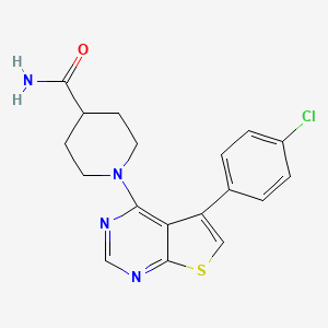 molecular formula C18H17ClN4OS B11367712 1-[5-(4-Chlorophenyl)thieno[2,3-d]pyrimidin-4-yl]piperidine-4-carboxamide 