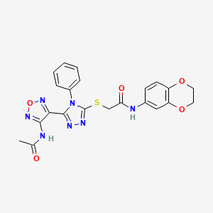 2-({5-[4-(acetylamino)-1,2,5-oxadiazol-3-yl]-4-phenyl-4H-1,2,4-triazol-3-yl}sulfanyl)-N-(2,3-dihydro-1,4-benzodioxin-6-yl)acetamide