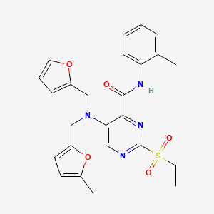 2-(ethylsulfonyl)-5-{(furan-2-ylmethyl)[(5-methylfuran-2-yl)methyl]amino}-N-(2-methylphenyl)pyrimidine-4-carboxamide