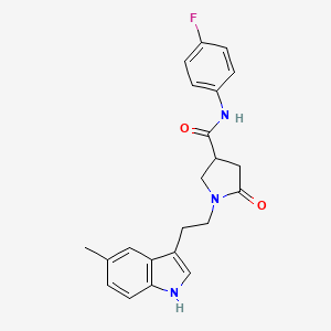 molecular formula C22H22FN3O2 B11367921 N-(4-fluorophenyl)-1-[2-(5-methyl-1H-indol-3-yl)ethyl]-5-oxopyrrolidine-3-carboxamide 