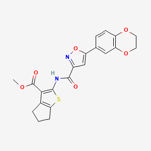 molecular formula C21H18N2O6S B11367931 methyl 2-({[5-(2,3-dihydro-1,4-benzodioxin-6-yl)isoxazol-3-yl]carbonyl}amino)-5,6-dihydro-4H-cyclopenta[b]thiophene-3-carboxylate 