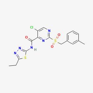 molecular formula C17H16ClN5O3S2 B11367937 5-chloranyl-N-(5-ethyl-1,3,4-thiadiazol-2-yl)-2-[(3-methylphenyl)methylsulfonyl]pyrimidine-4-carboxamide 