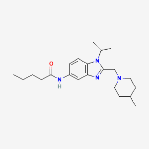 molecular formula C22H34N4O B11367987 N-{2-[(4-methylpiperidin-1-yl)methyl]-1-(propan-2-yl)-1H-benzimidazol-5-yl}pentanamide 