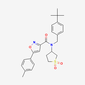 molecular formula C26H30N2O4S B11367988 N-(4-tert-butylbenzyl)-N-(1,1-dioxidotetrahydrothiophen-3-yl)-5-(4-methylphenyl)-1,2-oxazole-3-carboxamide 