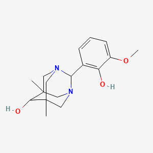 2-(2-Hydroxy-3-methoxyphenyl)-5,7-dimethyl-1,3-diazatricyclo[3.3.1.1~3,7~]decan-6-ol