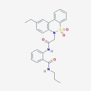 2-{[(9-ethyl-5,5-dioxido-6H-dibenzo[c,e][1,2]thiazin-6-yl)acetyl]amino}-N-propylbenzamide