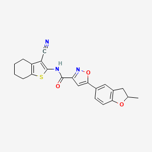 molecular formula C22H19N3O3S B11368057 N-(3-cyano-4,5,6,7-tetrahydro-1-benzothiophen-2-yl)-5-(2-methyl-2,3-dihydro-1-benzofuran-5-yl)-1,2-oxazole-3-carboxamide 