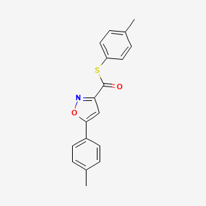 molecular formula C18H15NO2S B11368090 S-(4-methylphenyl) 5-(4-methylphenyl)-1,2-oxazole-3-carbothioate 