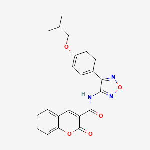 molecular formula C22H19N3O5 B11368155 N-{4-[4-(2-methylpropoxy)phenyl]-1,2,5-oxadiazol-3-yl}-2-oxo-2H-chromene-3-carboxamide 