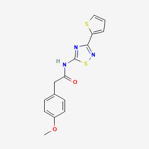 molecular formula C15H13N3O2S2 B11368186 2-(4-methoxyphenyl)-N-[3-(thiophen-2-yl)-1,2,4-thiadiazol-5-yl]acetamide 