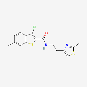 molecular formula C16H15ClN2OS2 B11368233 3-chloro-6-methyl-N-[2-(2-methyl-1,3-thiazol-4-yl)ethyl]-1-benzothiophene-2-carboxamide 