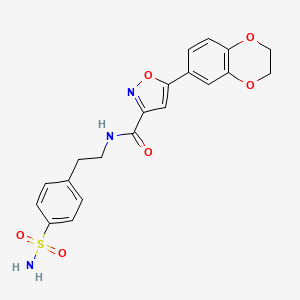 molecular formula C20H19N3O6S B11368262 5-(2,3-dihydro-1,4-benzodioxin-6-yl)-N-[2-(4-sulfamoylphenyl)ethyl]-1,2-oxazole-3-carboxamide 