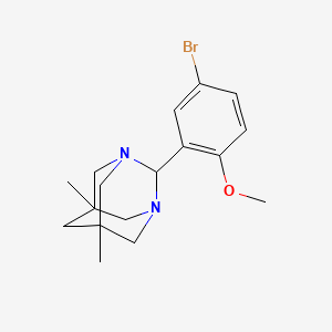 molecular formula C17H23BrN2O B11368265 2-(5-Bromo-2-methoxyphenyl)-5,7-dimethyl-1,3-diazatricyclo[3.3.1.1~3,7~]decane 