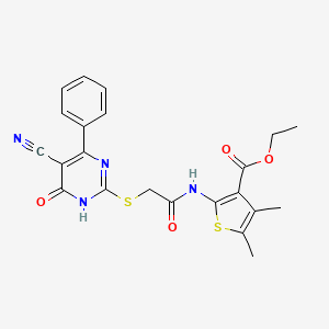 molecular formula C22H20N4O4S2 B11368288 Ethyl 2-({[(5-cyano-6-oxo-4-phenyl-1,6-dihydro-2-pyrimidinyl)sulfanyl]acetyl}amino)-4,5-dimethyl-3-thiophenecarboxylate 