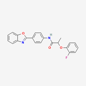 molecular formula C22H17FN2O3 B11368316 N-[4-(1,3-benzoxazol-2-yl)phenyl]-2-(2-fluorophenoxy)propanamide 