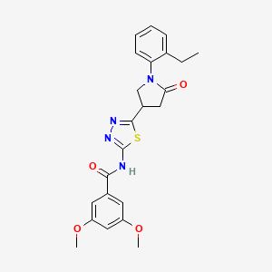 molecular formula C23H24N4O4S B11368323 N-{5-[1-(2-ethylphenyl)-5-oxopyrrolidin-3-yl]-1,3,4-thiadiazol-2-yl}-3,5-dimethoxybenzamide 