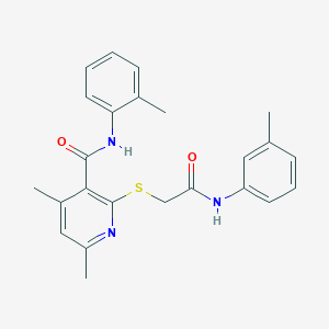 molecular formula C24H25N3O2S B11368328 4,6-dimethyl-N-(2-methylphenyl)-2-({2-[(3-methylphenyl)amino]-2-oxoethyl}sulfanyl)pyridine-3-carboxamide 