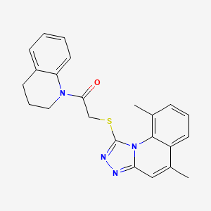 molecular formula C23H22N4OS B11368361 1-(3,4-dihydroquinolin-1(2H)-yl)-2-((5,9-dimethyl-[1,2,4]triazolo[4,3-a]quinolin-1-yl)thio)ethanone 