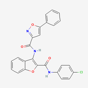 molecular formula C25H16ClN3O4 B11368366 N-{2-[(4-chlorophenyl)carbamoyl]-1-benzofuran-3-yl}-5-phenyl-1,2-oxazole-3-carboxamide 