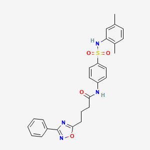 molecular formula C26H26N4O4S B11368376 N-{4-[(2,5-dimethylphenyl)sulfamoyl]phenyl}-4-(3-phenyl-1,2,4-oxadiazol-5-yl)butanamide 