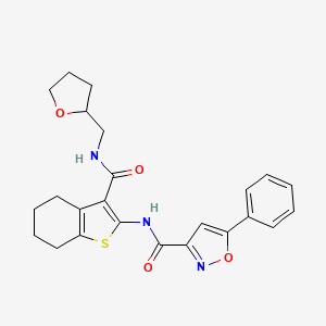 molecular formula C24H25N3O4S B11368377 5-phenyl-N-{3-[(tetrahydrofuran-2-ylmethyl)carbamoyl]-4,5,6,7-tetrahydro-1-benzothiophen-2-yl}-1,2-oxazole-3-carboxamide 