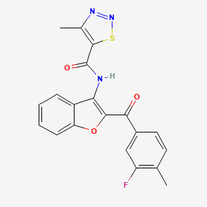 molecular formula C20H14FN3O3S B11368404 N-[2-(3-fluoro-4-methylbenzoyl)-1-benzofuran-3-yl]-4-methyl-1,2,3-thiadiazole-5-carboxamide 